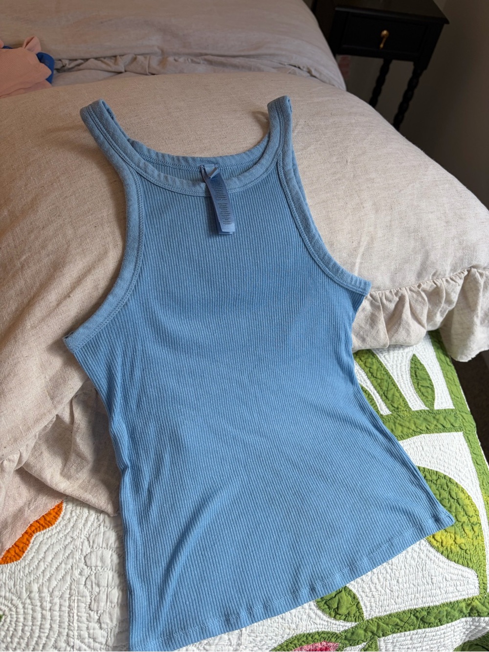 SKIMS Light Blue Ribbed High-Neck Tank